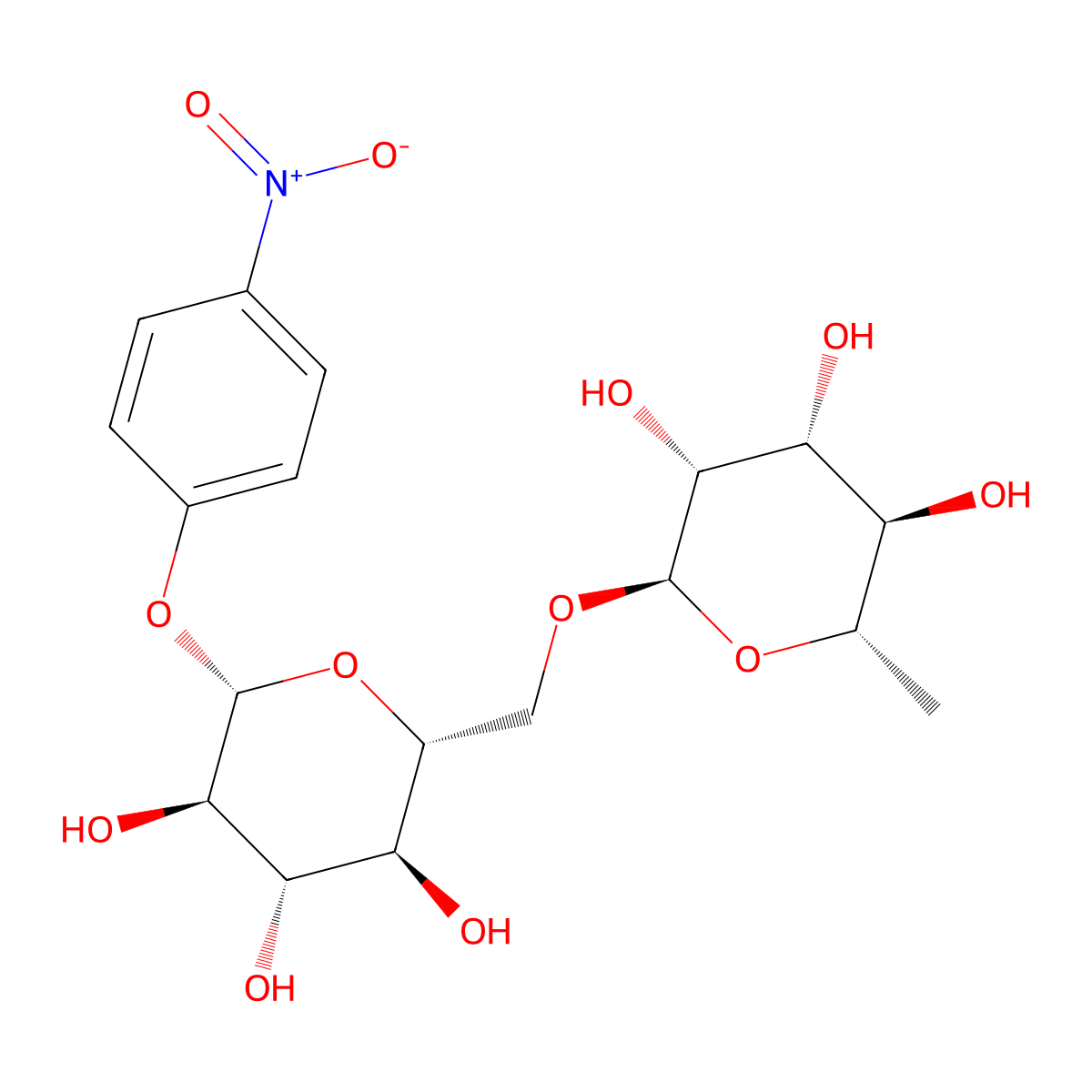 Rha(a1-6)Glc(b)-O-Ph(4-NO2) molecular structure, CAS 39698-28-7