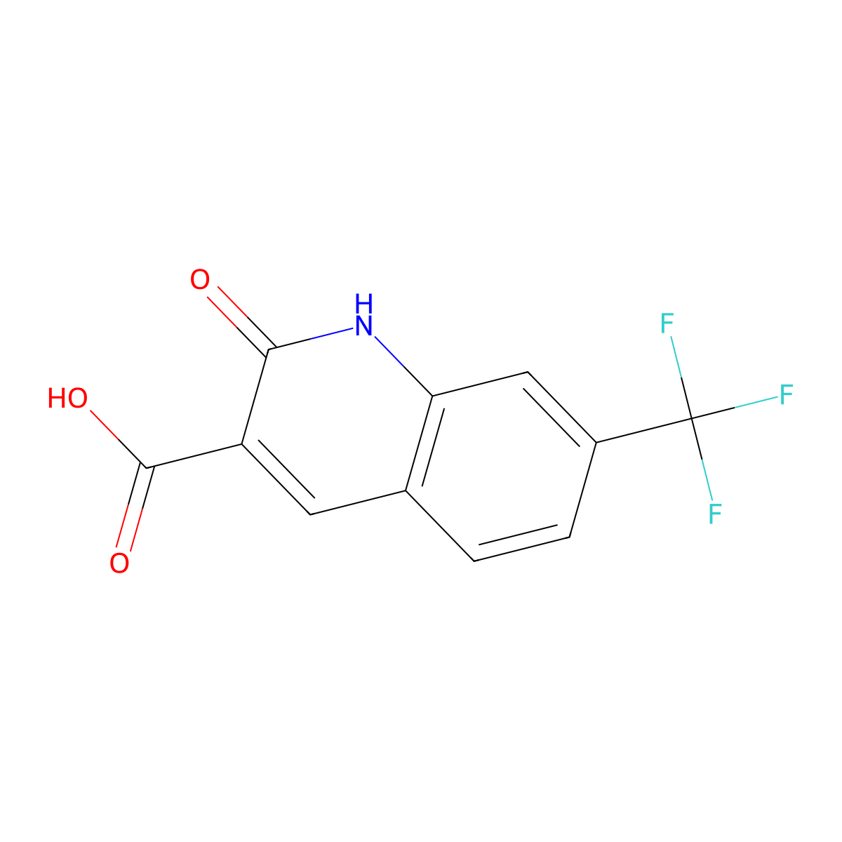 2-Oxo-7-(trifluoromethyl)-1,2-dihydroquinoline-3-carboxylic acid molecular structure, CAS 397-49-9