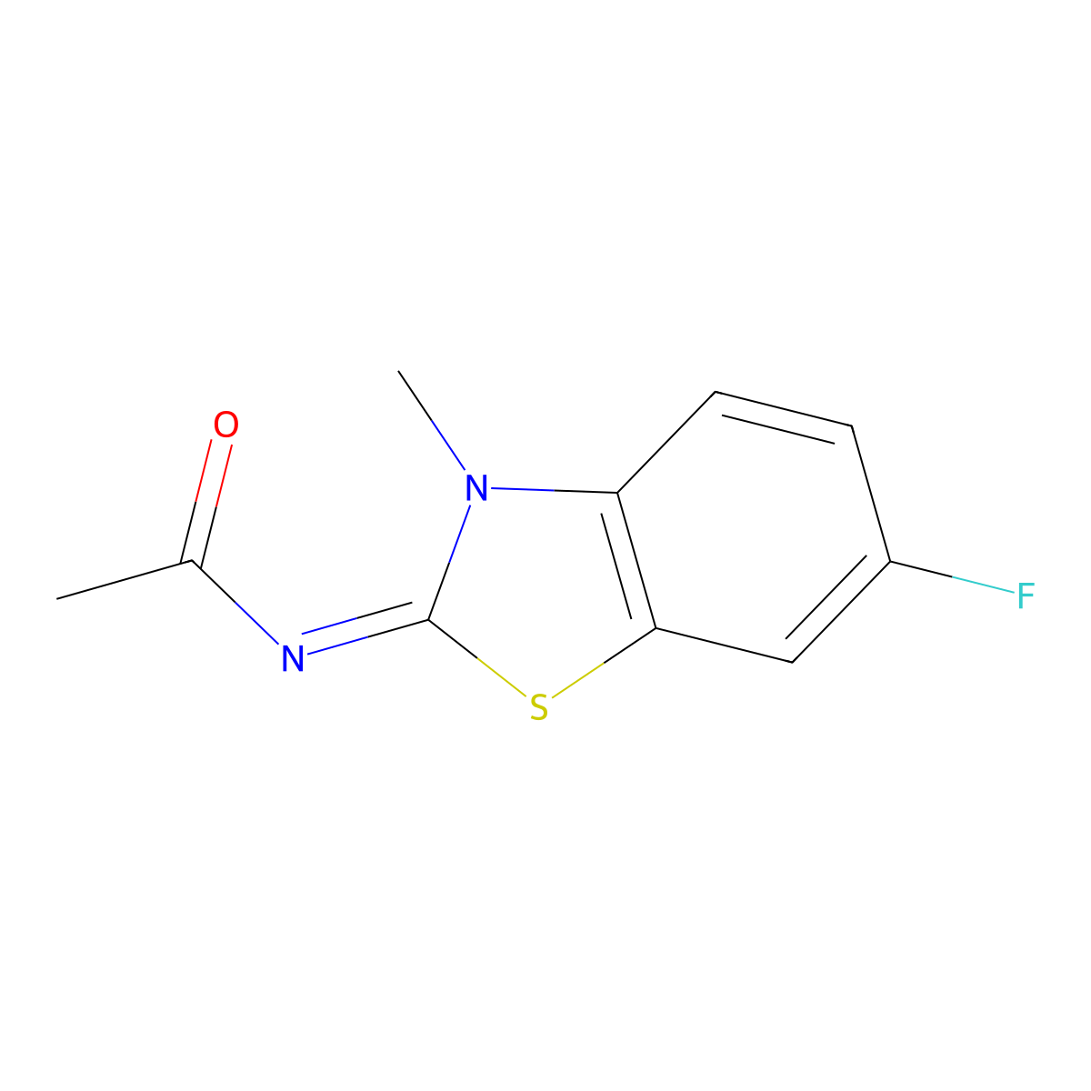 (E)-N-(6-fluoro-3-methylbenzo[d]thiazol-2(3H)-ylidene)acetamide molecular structure, CAS 397-73-9
