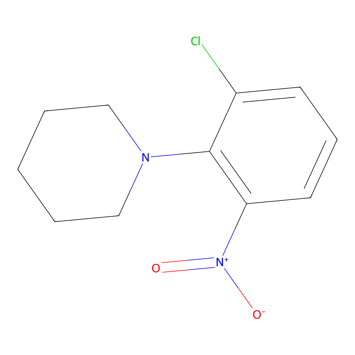 1-(2-Chloro-6-nitrophenyl)piperidine molecular structure, CAS 3970-42-1