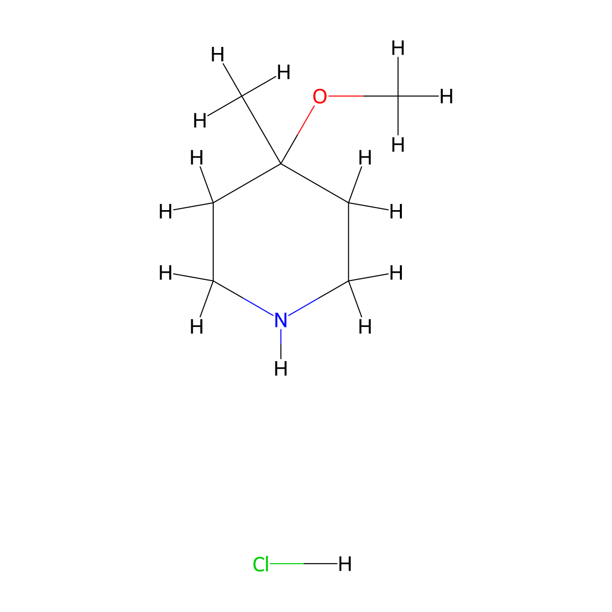 4-Methoxy-4-methylpiperidine hydrochloride molecular structure, CAS 3970-73-8