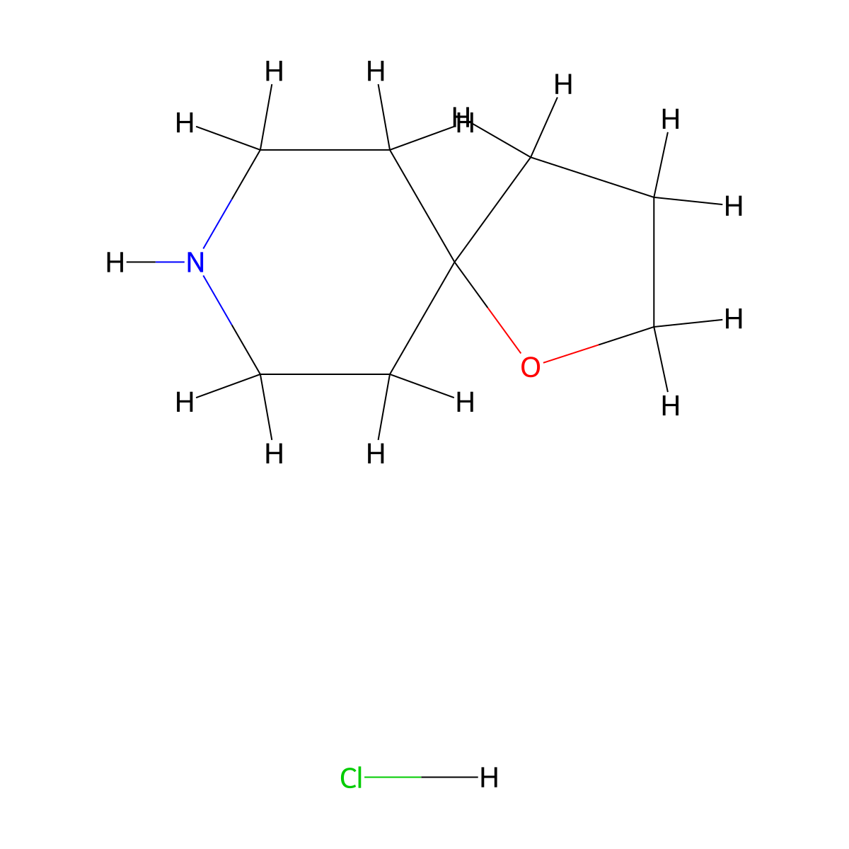 1-Oxa-8-azaspiro(4.5)decane hydrochloride molecular structure, CAS 3970-79-4