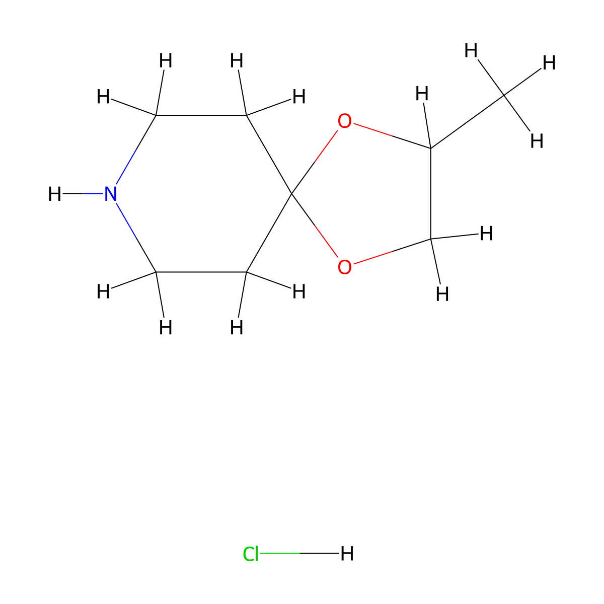 2-Methyl-1,4-dioxa-8-azaspiro[4.5]decane hydrochloride molecular structure, CAS 3970-83-0