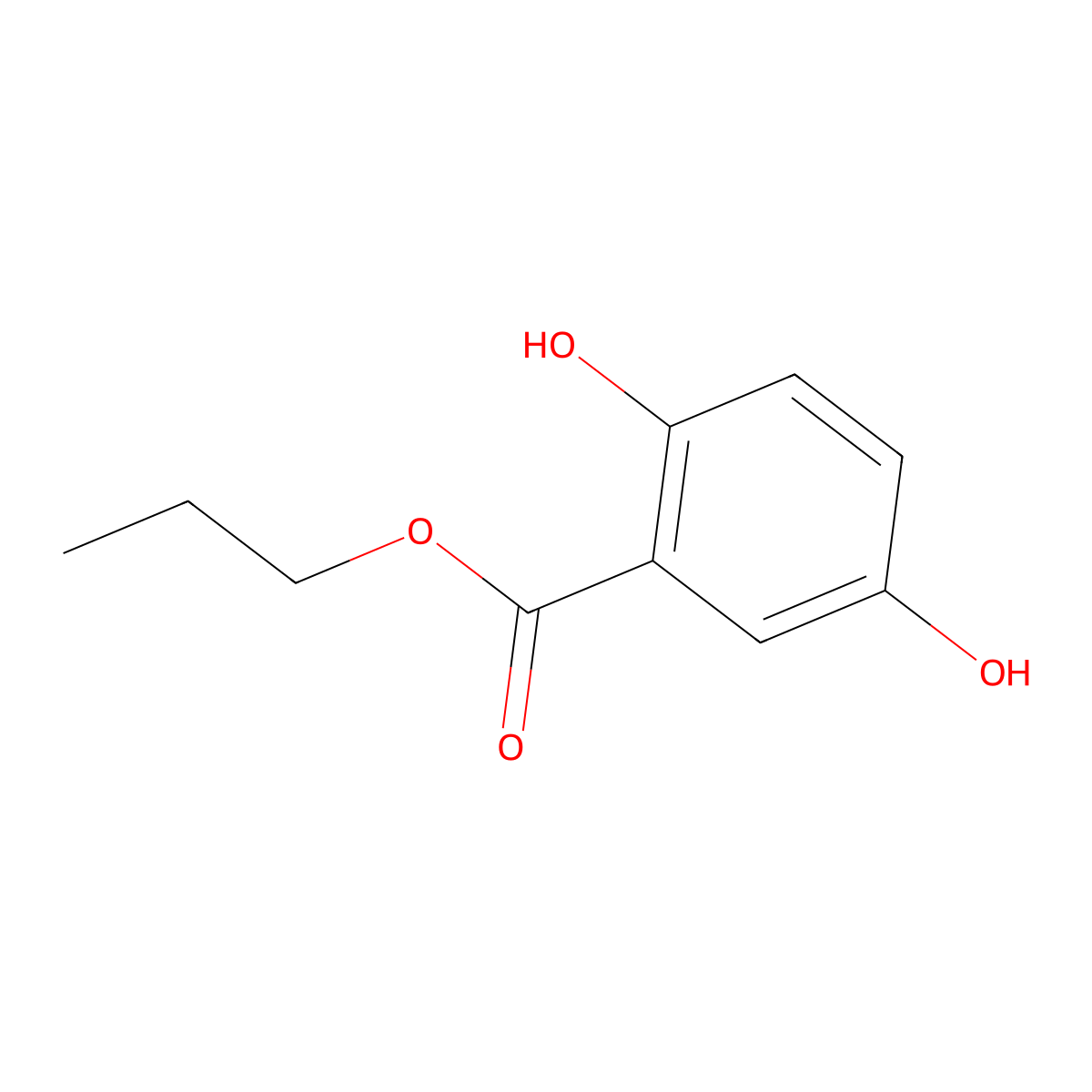 Propyl 2,5-dihydroxybenzoate molecular structure, CAS 3971-27-5