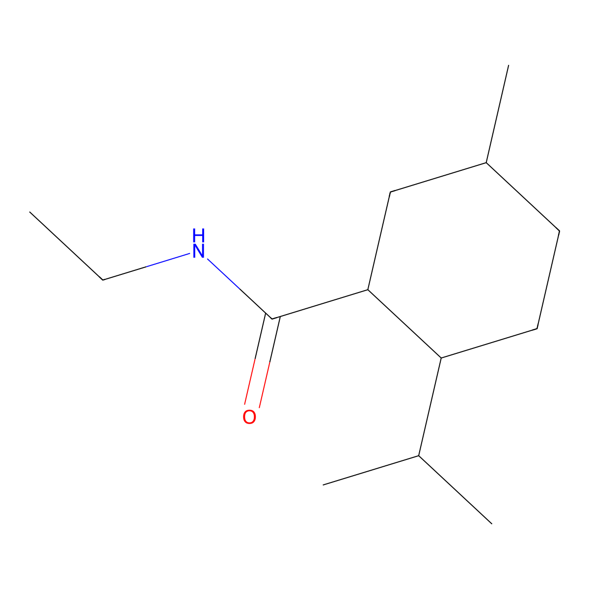 Cyclohexanecarboxamide, N-ethyl-5-methyl-2-(1-methylethyl)- molecular structure, CAS 39711-29-0