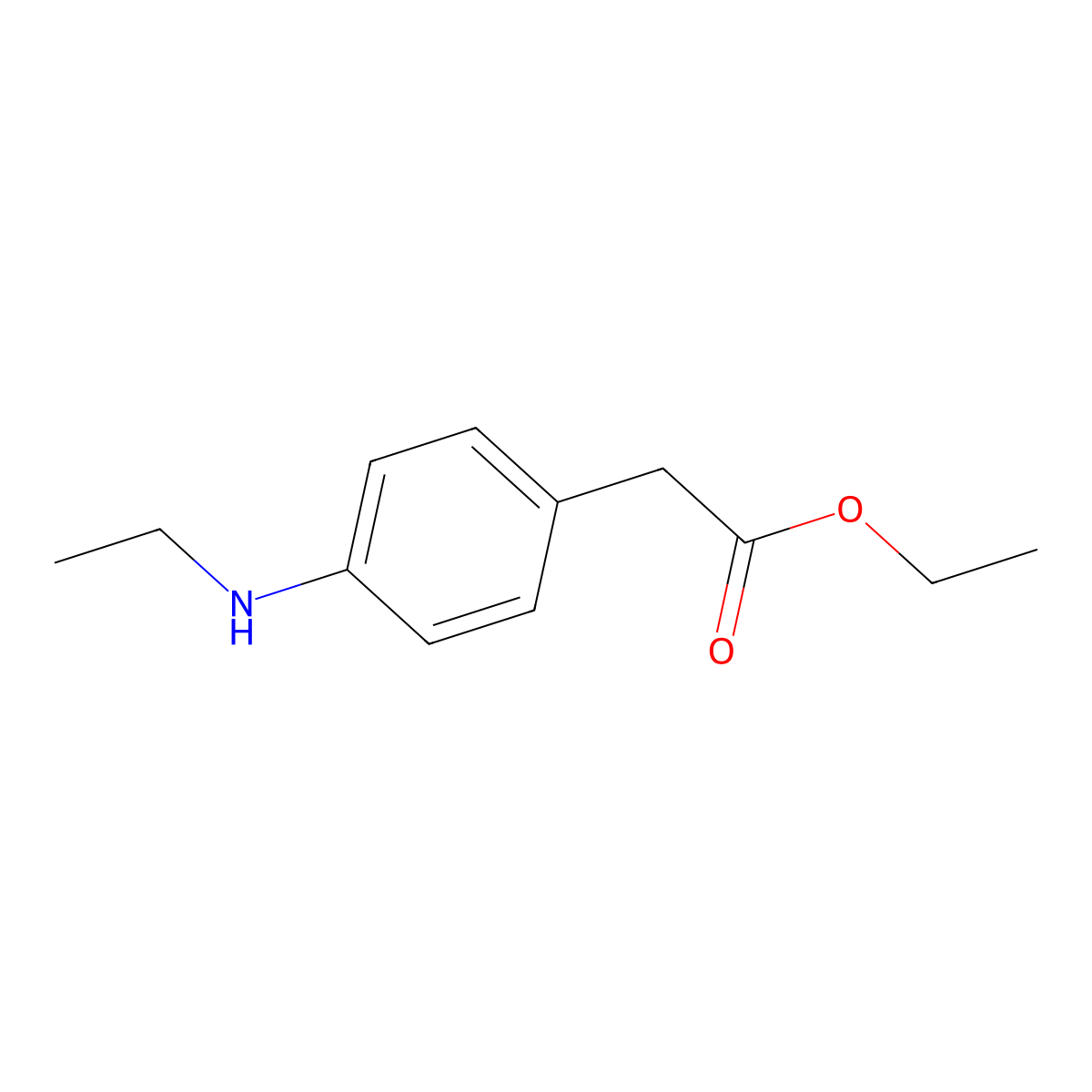 Ethyl 2-(4-(ethylamino)phenyl)acetate molecular structure, CAS 39718-92-8