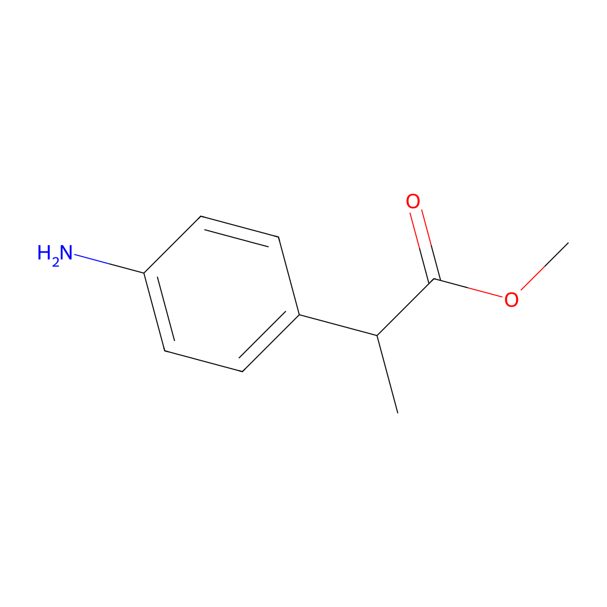 Methyl 2-(4-aminophenyl)propionate molecular structure, CAS 39718-97-3