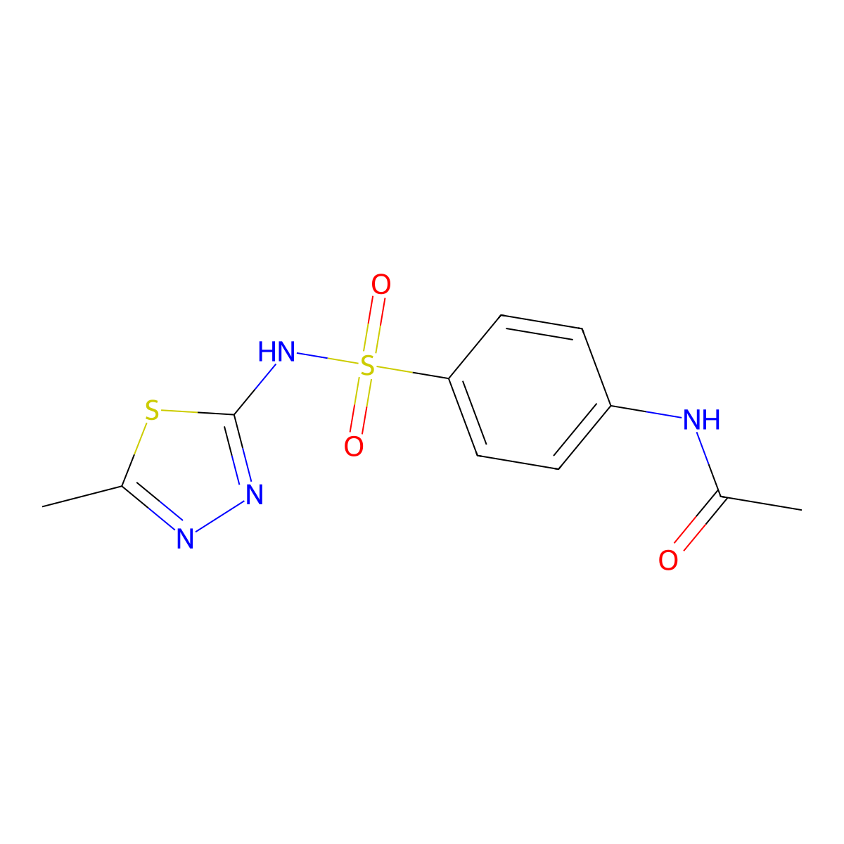N-(4-(((5-Methyl-1,3,4-thiadiazol-2-yl)amino)sulphonyl)phenyl)acetamide molecular structure, CAS 39719-87-4