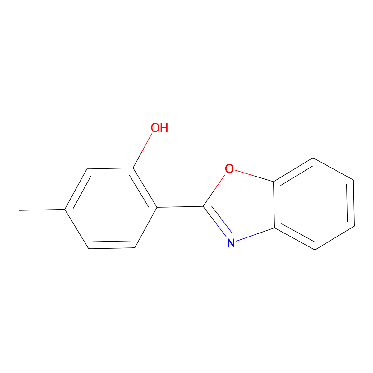 Phenol, 2-(2-benzoxazolyl)-5-methyl- molecular structure, CAS 39720-17-7