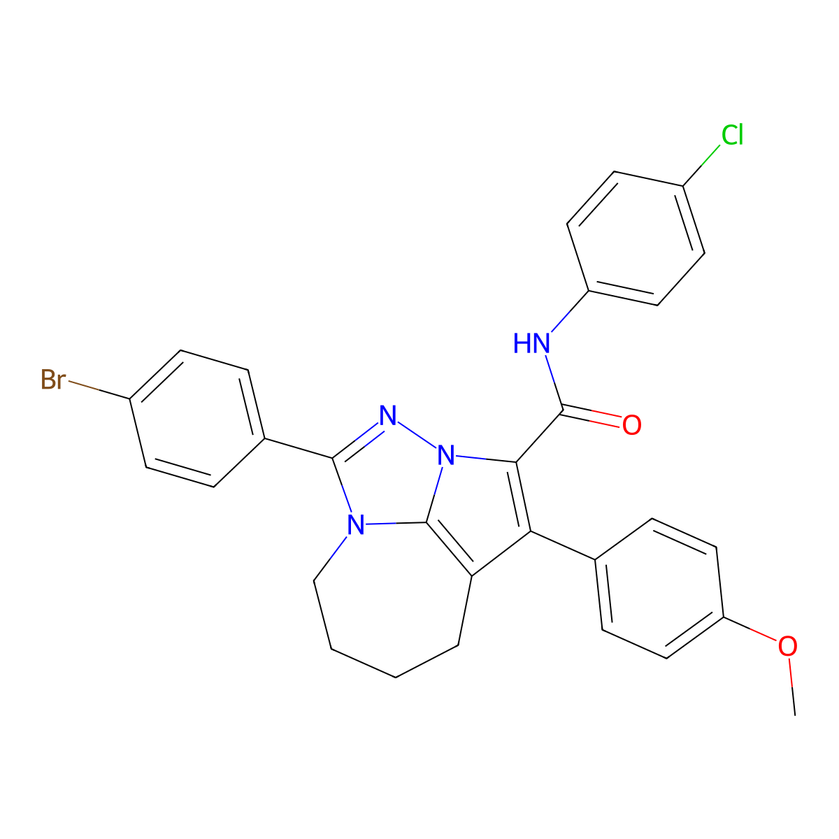 1-(4-bromophenyl)-N-(4-chlorophenyl)-4-(4-methoxyphenyl)-5,6,7,8-tetrahydro-2,2a,8a-triazacyclopenta[cd]azulene-3-carboxamide molecular structure, CAS 397266-40-9