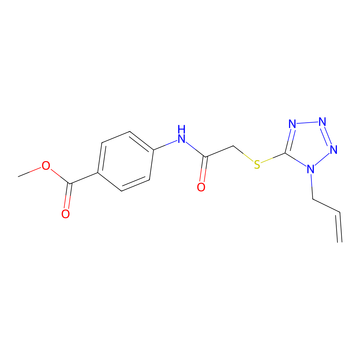 methyl 4-(2-((1-allyl-1H-tetrazol-5-yl)thio)acetamido)benzoate molecular structure, CAS 397266-73-8