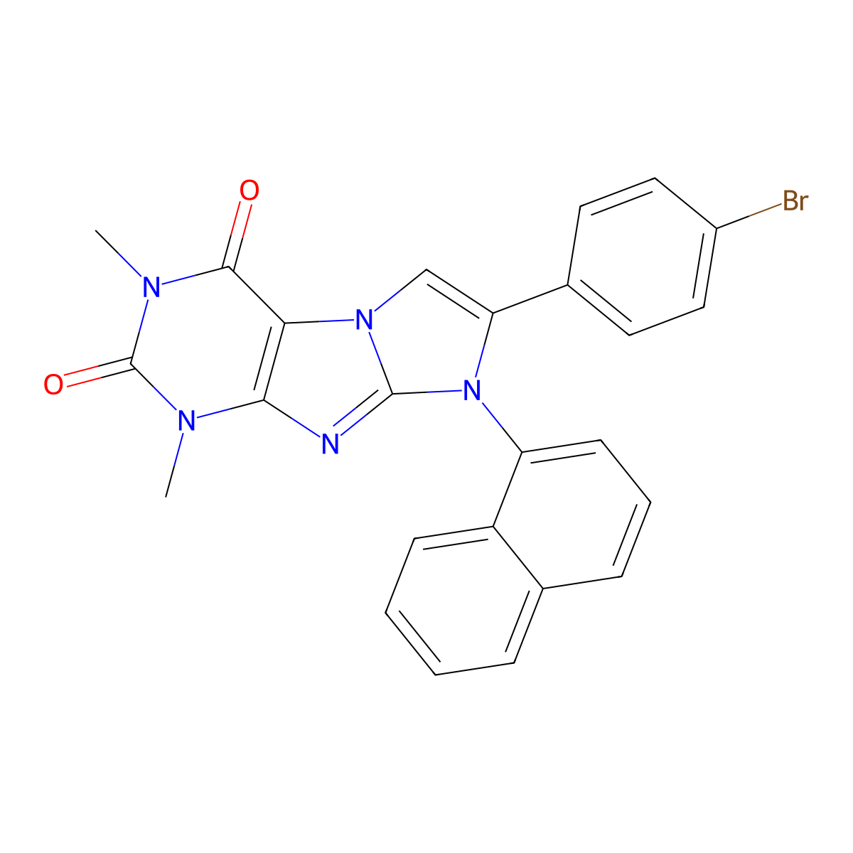 7-(4-Bromophenyl)-2,4-dimethyl-6-naphthalen-1-ylpurino[7,8-a]imidazole-1,3-dione molecular structure, CAS 397266-92-1