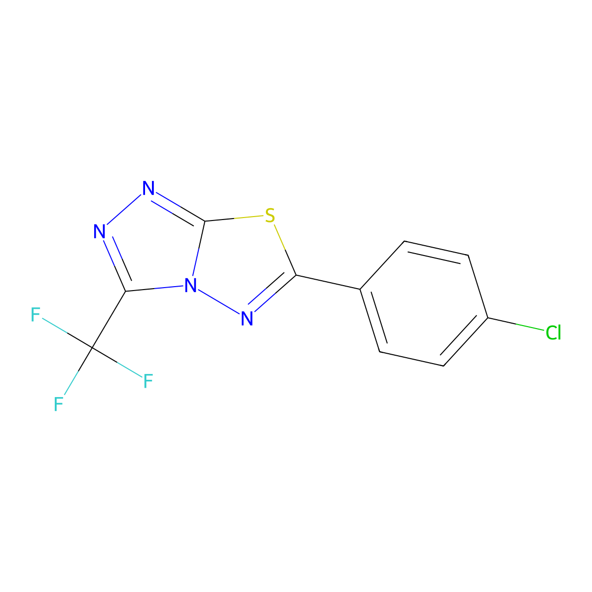 6-(4-Chlorophenyl)-3-(trifluoromethyl)[1,2,4]triazolo[3,4-b][1,3,4]thiadiazole molecular structure, CAS 397274-95-2