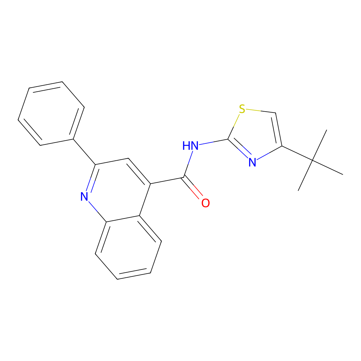 N-(4-tert-butyl-1,3-thiazol-2-yl)-2-phenylquinoline-4-carboxamide molecular structure, CAS 397276-71-0