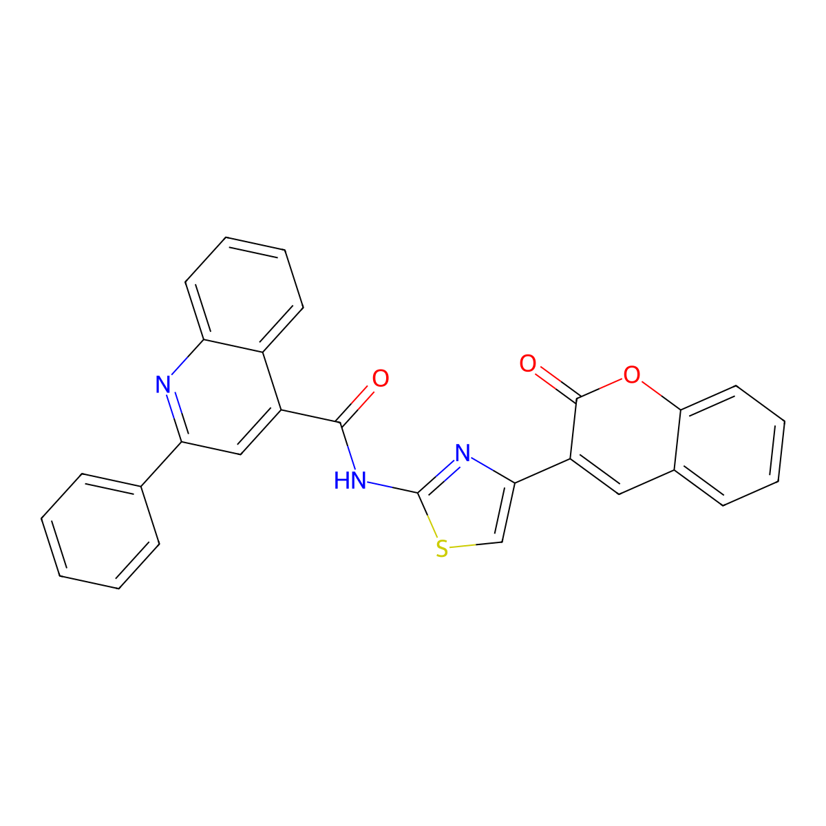 N-(4-(2-oxo-2H-chromen-3-yl)thiazol-2-yl)-2-phenylquinoline-4-carboxamide molecular structure, CAS 397276-89-0
