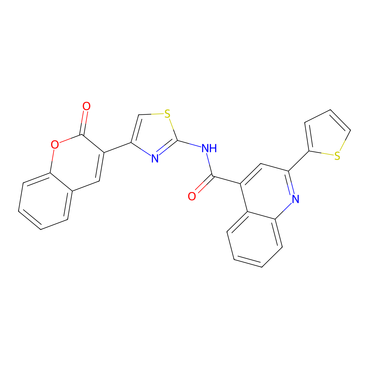 N-(4-(2-oxo-2H-chromen-3-yl)thiazol-2-yl)-2-(thiophen-2-yl)quinoline-4-carboxamide molecular structure, CAS 397277-05-3