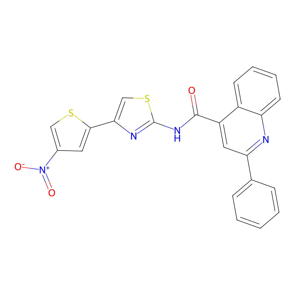 N-[4-(4-nitrothiophen-2-yl)-1,3-thiazol-2-yl]-2-phenylquinoline-4-carboxamide molecular structure, CAS 397277-18-8