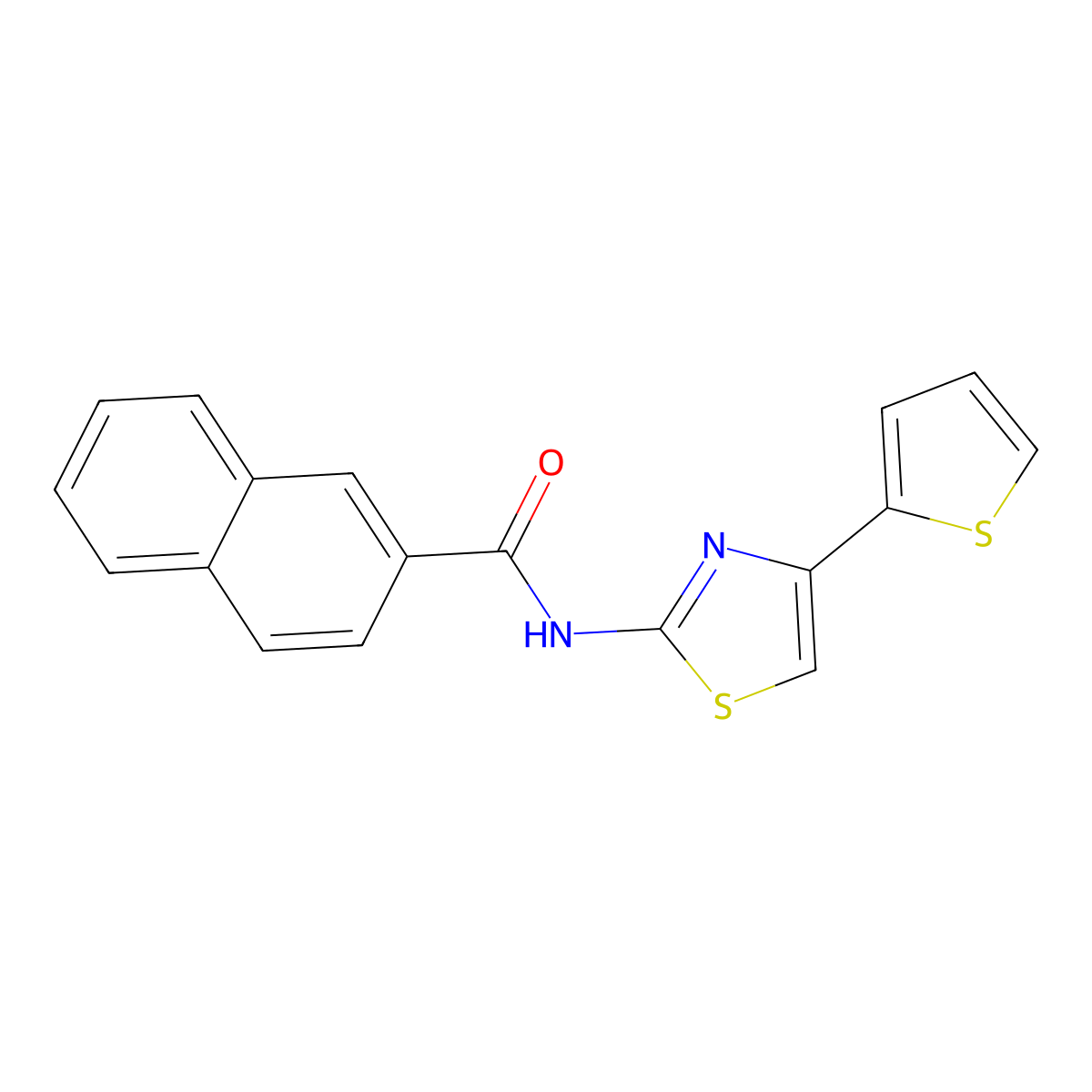 N-(4-(thiophen-2-yl)thiazol-2-yl)-2-naphthamide molecular structure, CAS 397277-53-1