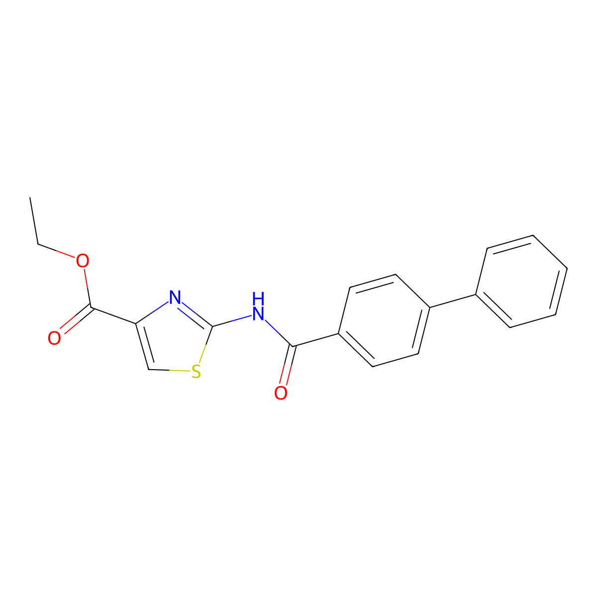 Ethyl 2-[(4-phenylbenzoyl)amino]-1,3-thiazole-4-carboxylate molecular structure, CAS 397277-56-4