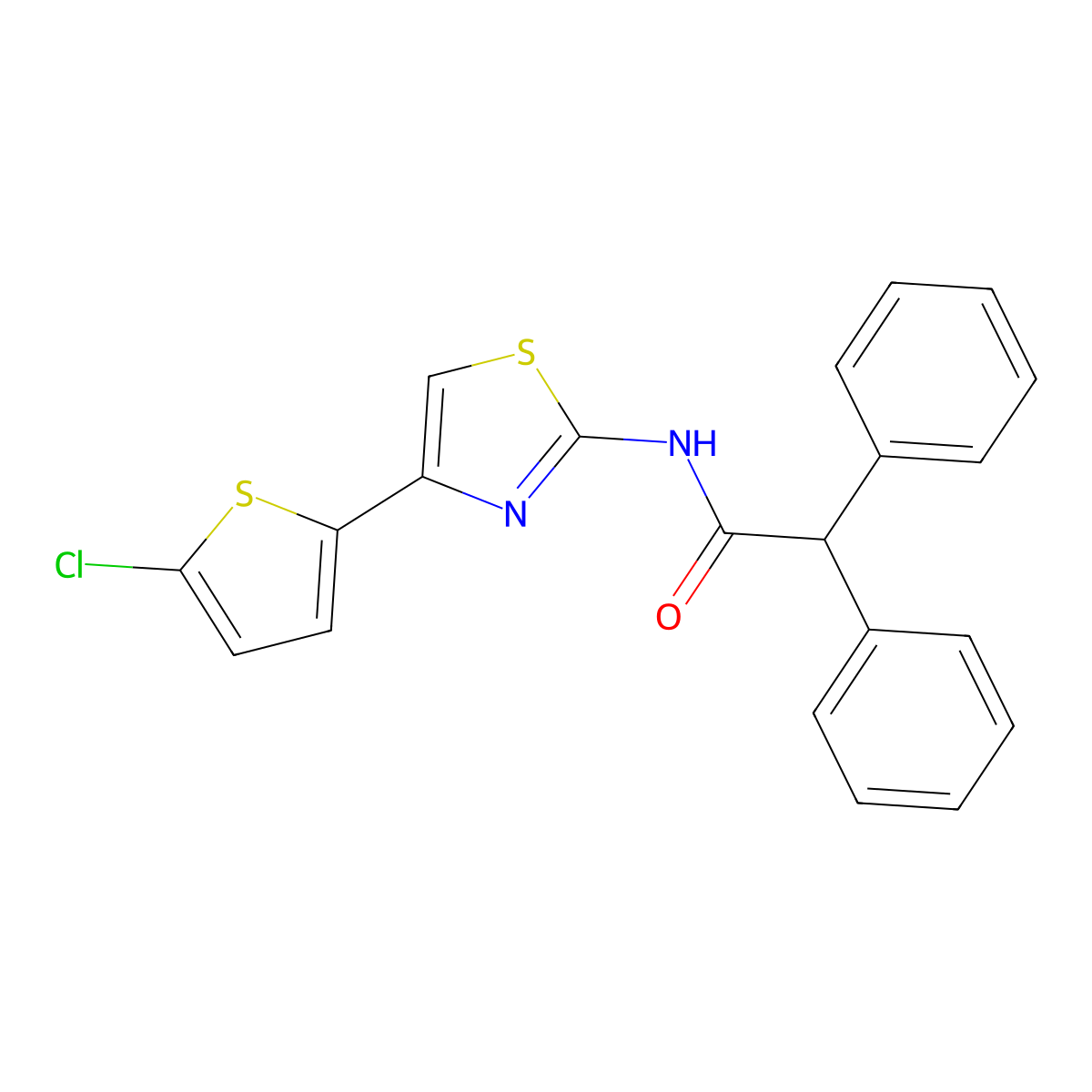 N-[4-(5-chlorothiophen-2-yl)-1,3-thiazol-2-yl]-2,2-diphenylacetamide molecular structure, CAS 397277-76-8