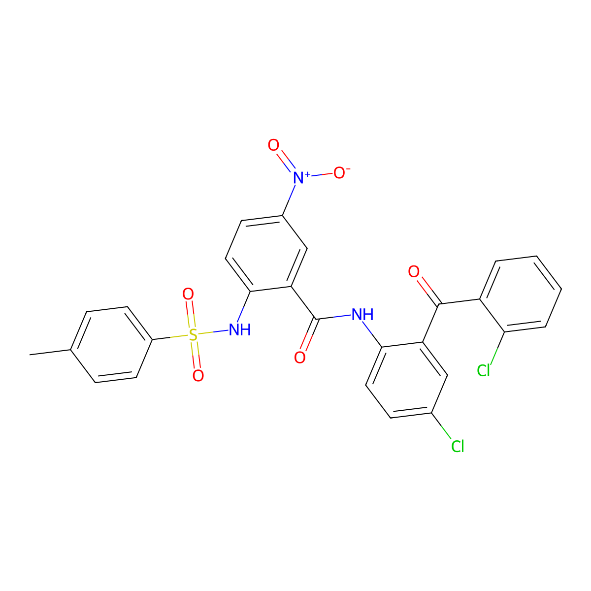 N-[4-chloro-2-(2-chlorobenzoyl)phenyl]-2-(4-methylbenzenesulfonamido)-5-nitrobenzamide molecular structure, CAS 397278-24-9