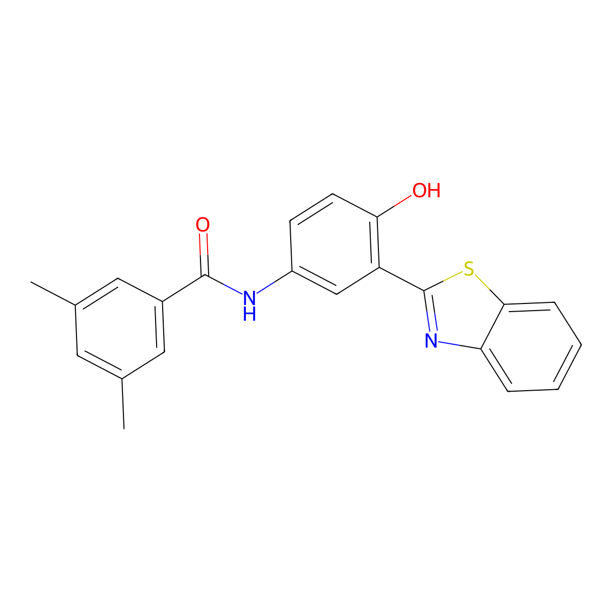 N-(3-(benzo[d]thiazol-2-yl)-4-hydroxyphenyl)-3,5-dimethylbenzamide molecular structure, CAS 397278-56-7