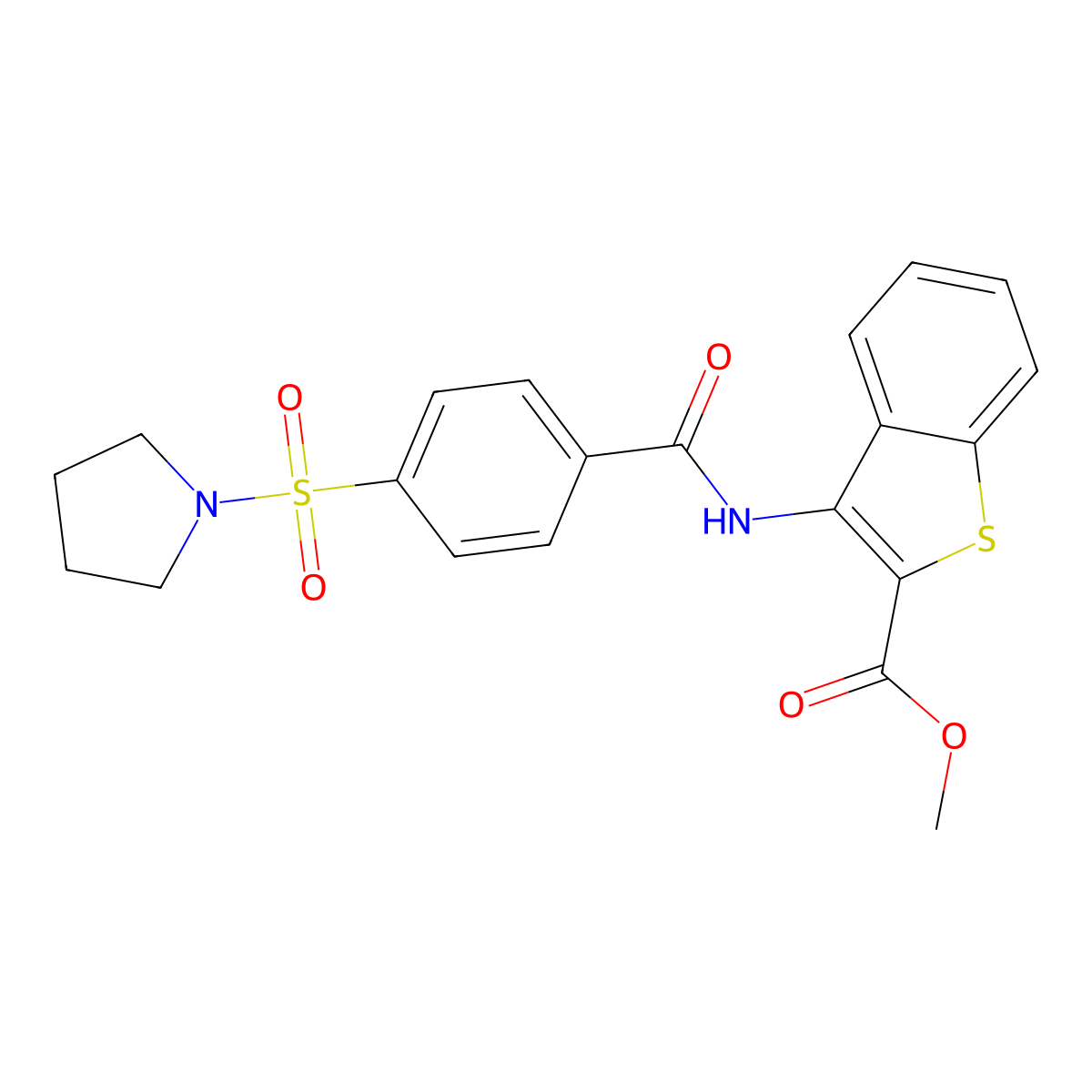 Methyl 3-(4-(pyrrolidin-1-ylsulfonyl)benzamido)benzo[b]thiophene-2-carboxylate molecular structure, CAS 397278-77-2