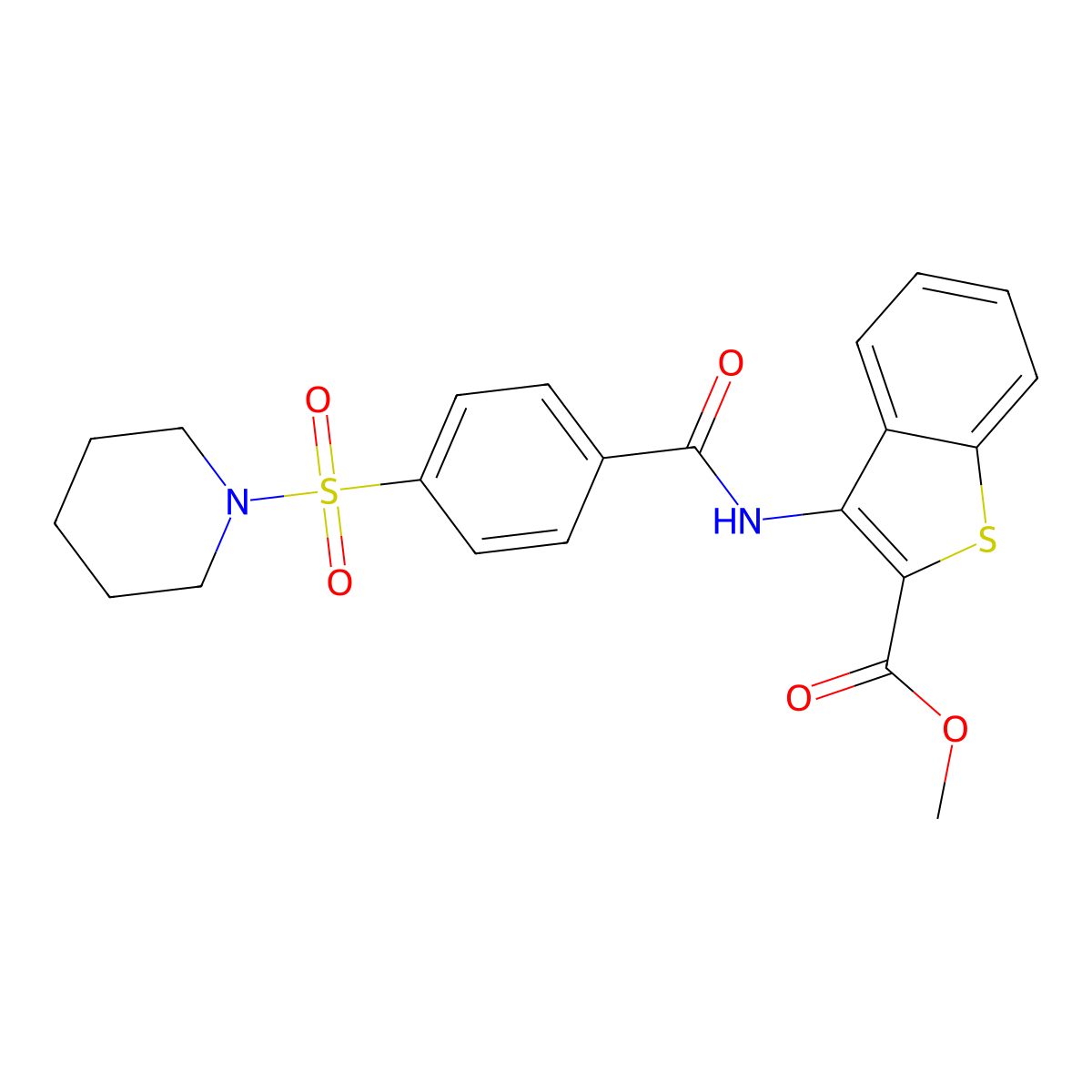 Methyl 3-(4-(piperidin-1-ylsulfonyl)benzamido)benzo[b]thiophene-2-carboxylate molecular structure, CAS 397278-79-4
