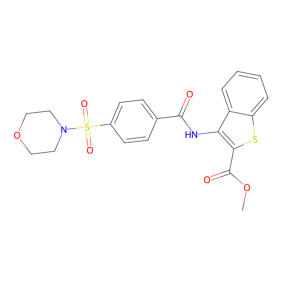 Methyl 3-(4-(morpholinosulfonyl)benzamido)benzo[b]thiophene-2-carboxylate molecular structure, CAS 397278-82-9