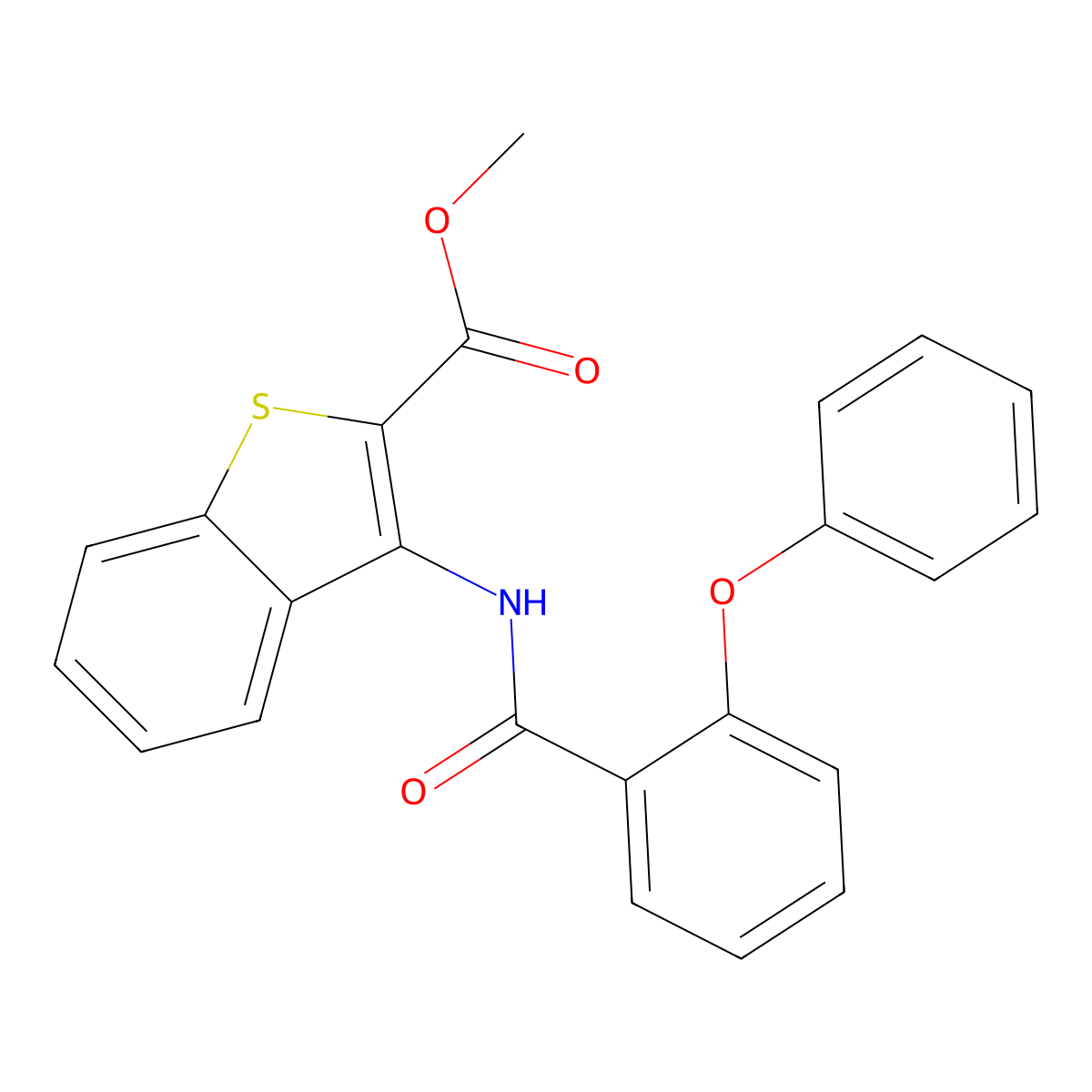 Methyl 3-(2-phenoxybenzamido)benzo[b]thiophene-2-carboxylate molecular structure, CAS 397278-90-9