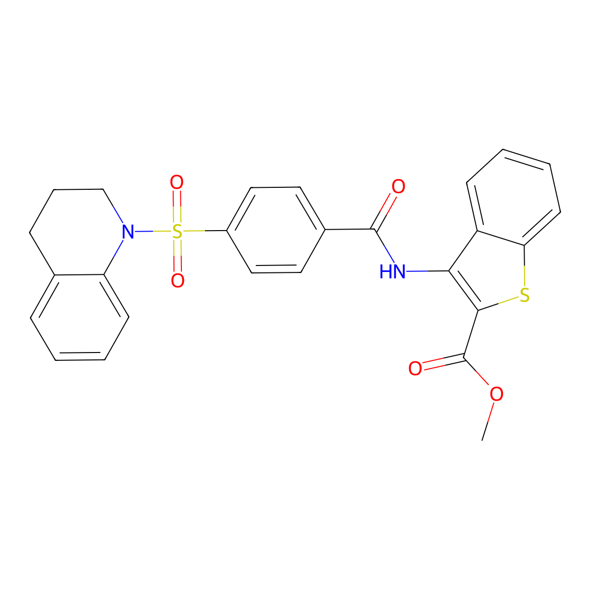 methyl 3-(4-((3,4-dihydroquinolin-1(2H)-yl)sulfonyl)benzamido)benzo[b]thiophene-2-carboxylate molecular structure, CAS 397278-97-6