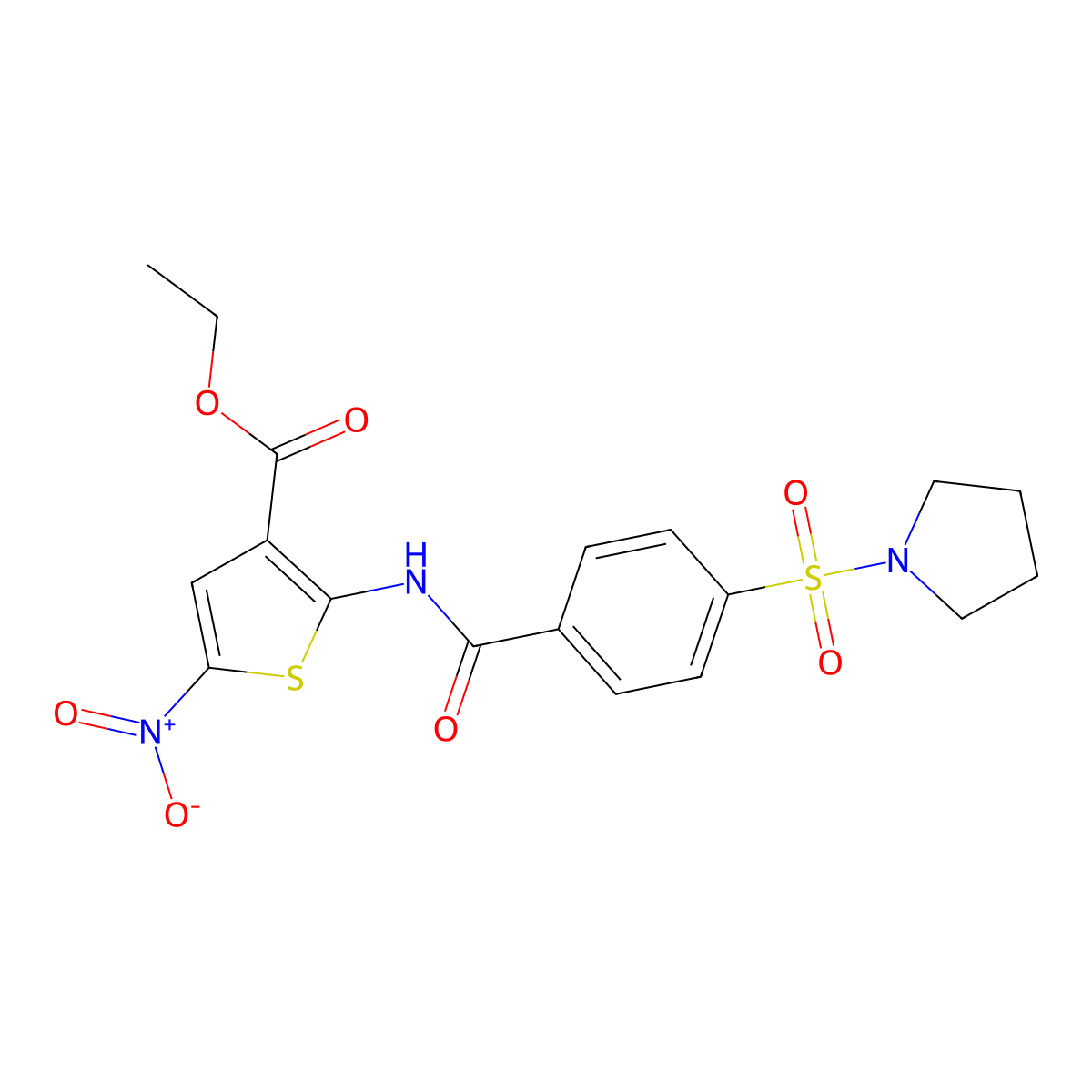 Ethyl 5-nitro-2-[(4-pyrrolidin-1-ylsulfonylbenzoyl)amino]thiophene-3-carboxylate molecular structure, CAS 397279-00-4