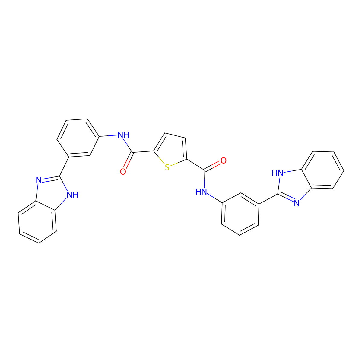 N2,N5-bis(3-(1H-benzo[d]imidazol-2-yl)phenyl)thiophene-2,5-dicarboxamide molecular structure, CAS 397279-24-2