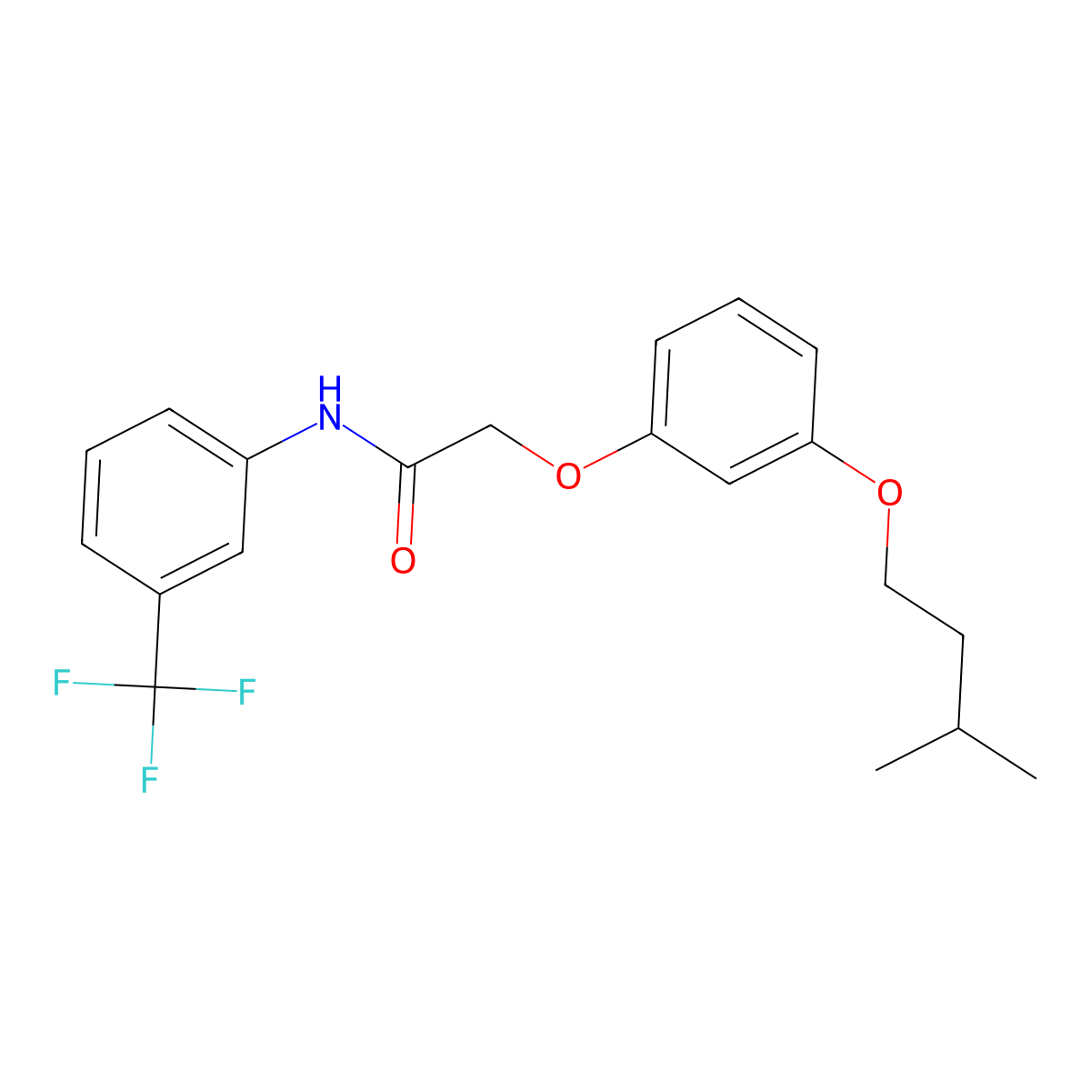 2-[3-(3-methylbutoxy)phenoxy]-N-[3-(trifluoromethyl)phenyl]acetamide molecular structure, CAS 397279-44-6