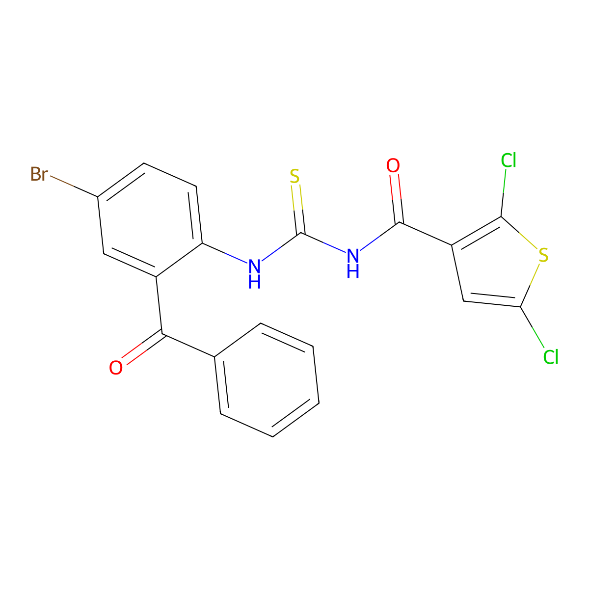 N-((2-benzoyl-4-bromophenyl)carbamothioyl)-2,5-dichlorothiophene-3-carboxamide molecular structure, CAS 397279-70-8