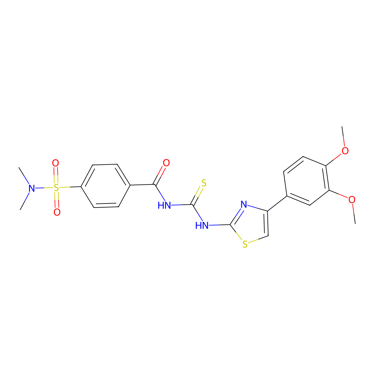 N-((4-(3,4-dimethoxyphenyl)thiazol-2-yl)carbamothioyl)-4-(N,N-dimethylsulfamoyl)benzamide molecular structure, CAS 397279-93-5