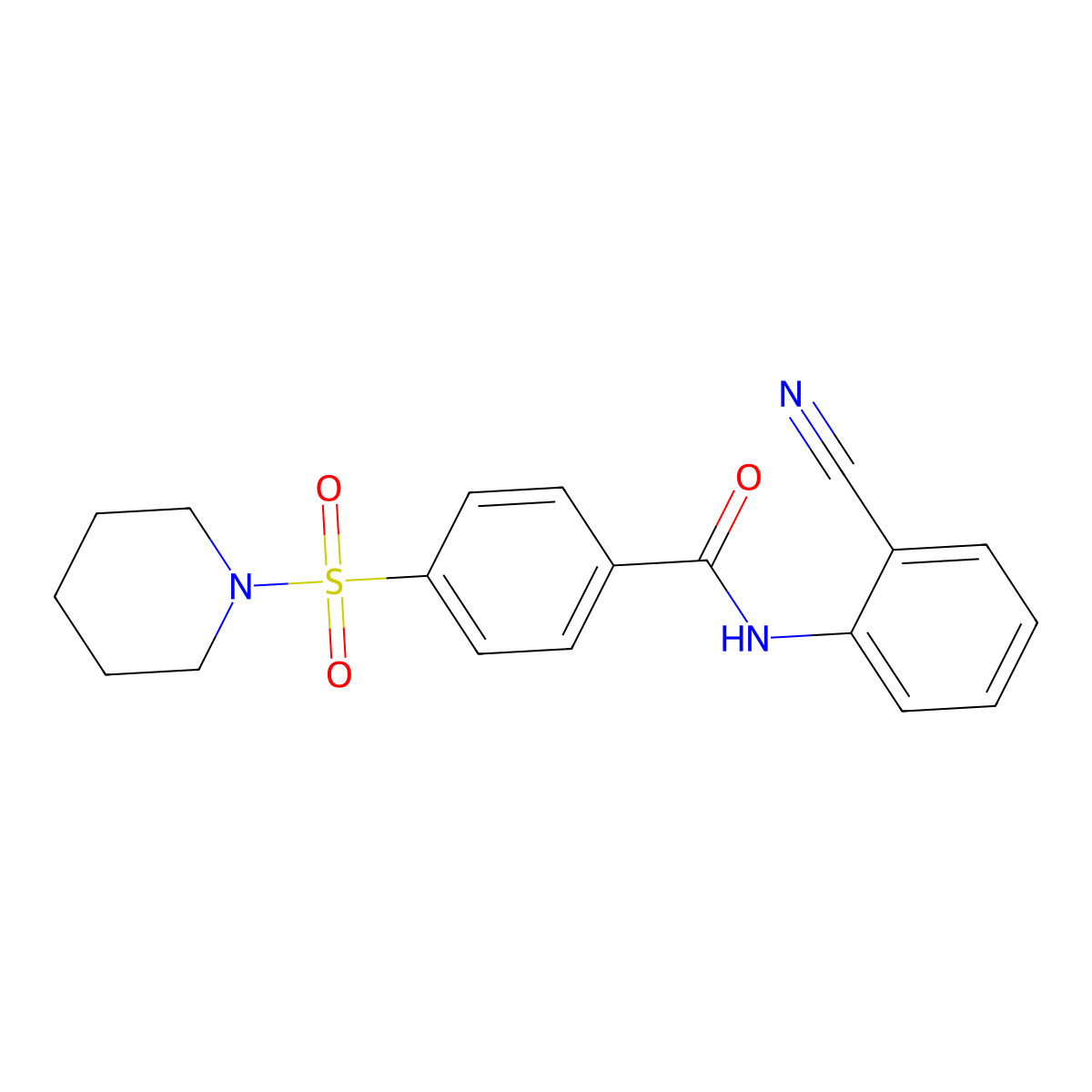 N-(2-cyanophenyl)-4-(piperidin-1-ylsulfonyl)benzamide molecular structure, CAS 397280-24-9