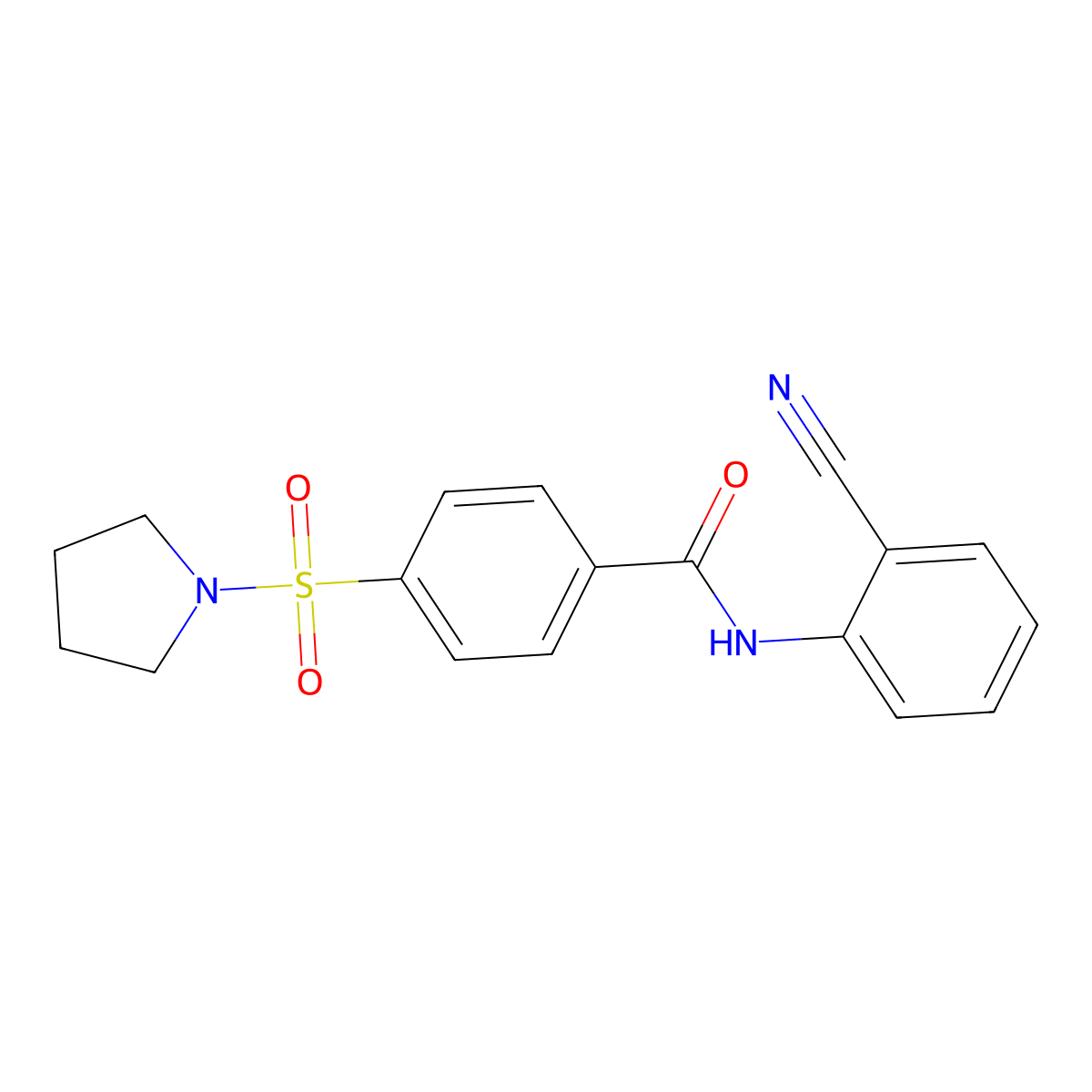N-(2-cyanophenyl)-4-(pyrrolidin-1-ylsulfonyl)benzamide molecular structure, CAS 397280-27-2