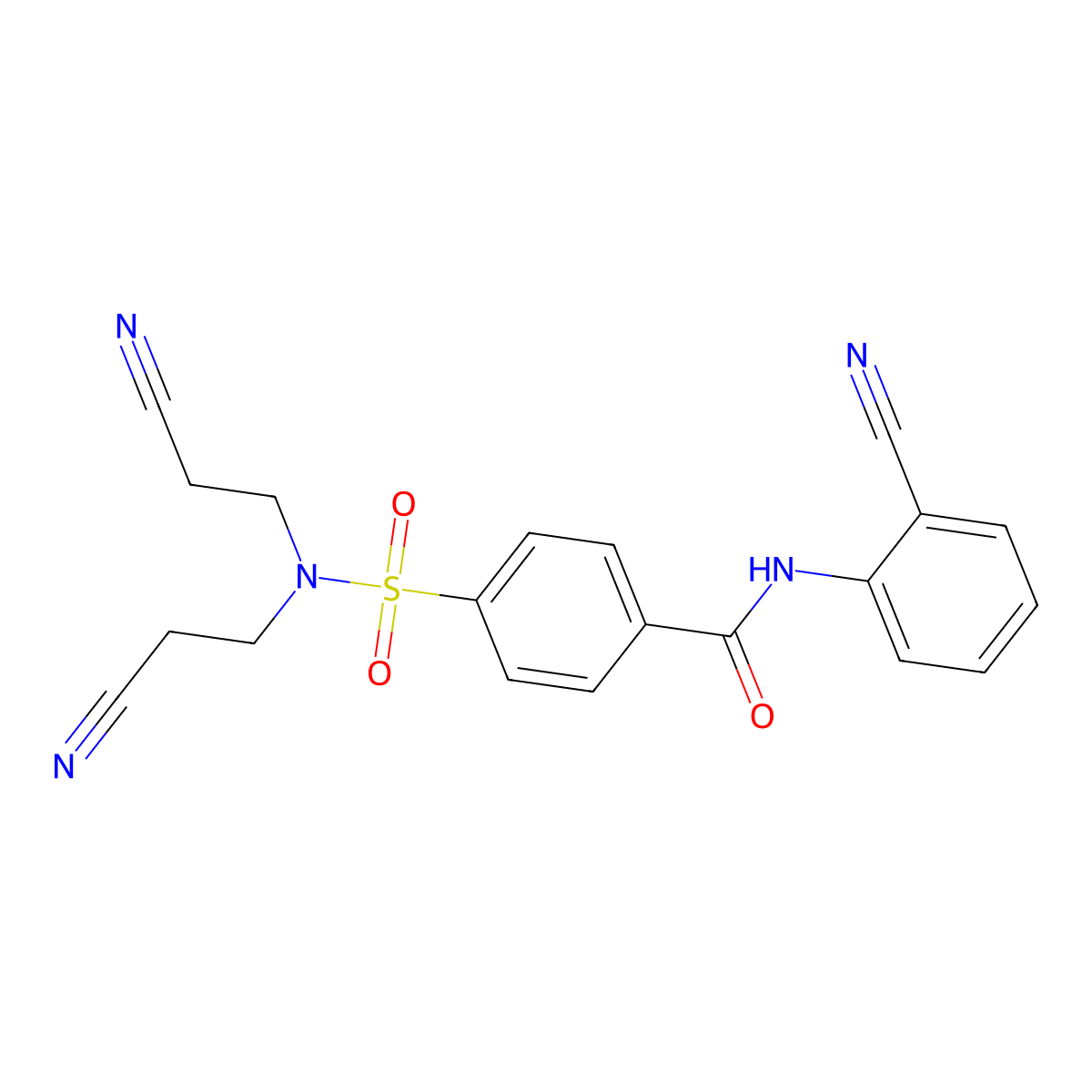 4-[bis(2-cyanoethyl)sulfamoyl]-N-(2-cyanophenyl)benzamide molecular structure, CAS 397280-30-7