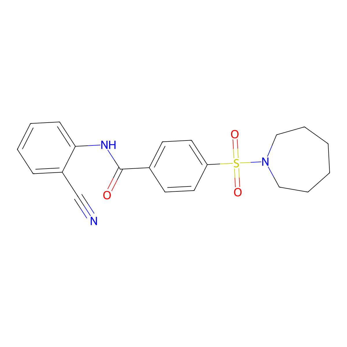 4-(azepan-1-ylsulfonyl)-N-(2-cyanophenyl)benzamide molecular structure, CAS 397280-33-0