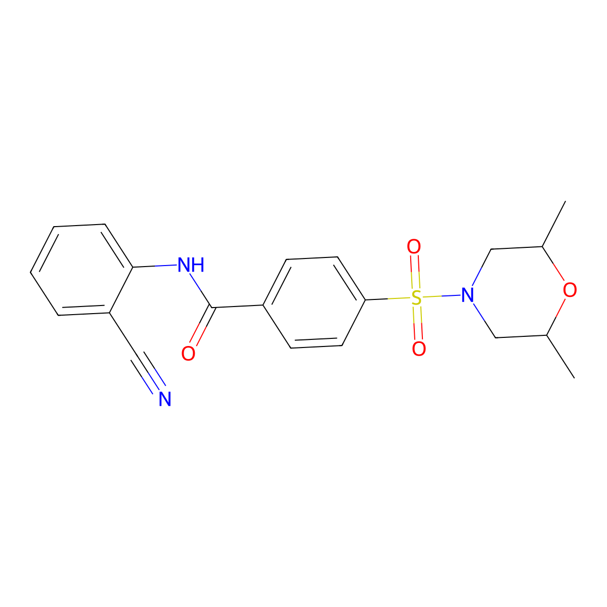 N-(2-cyanophenyl)-4-((2,6-dimethylmorpholino)sulfonyl)benzamide molecular structure, CAS 397280-36-3