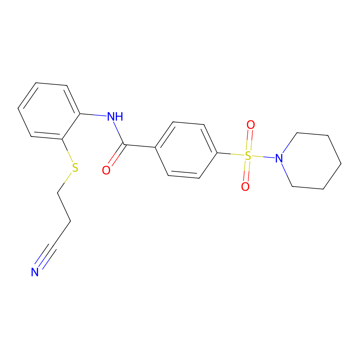 N-[2-(2-cyanoethylsulfanyl)phenyl]-4-piperidin-1-ylsulfonylbenzamide molecular structure, CAS 397280-46-5