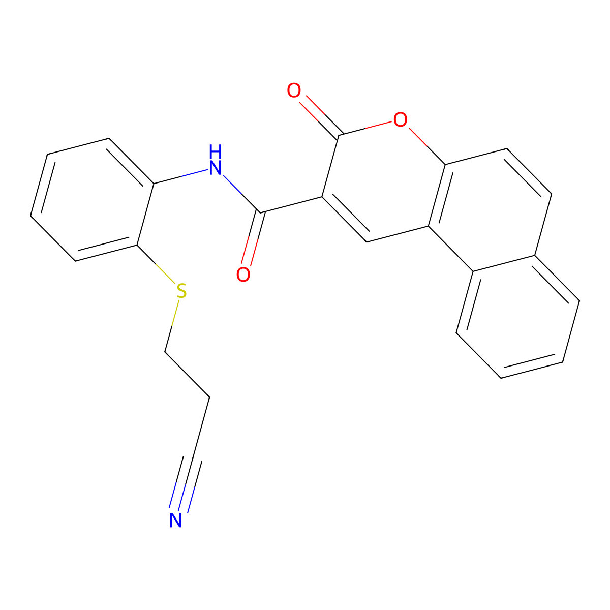 N-[2-(2-cyanoethylsulfanyl)phenyl]-3-oxobenzo[f]chromene-2-carboxamide molecular structure, CAS 397280-53-4