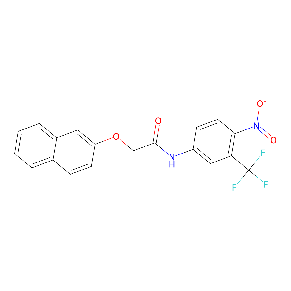 2-(naphthalen-2-yloxy)-N-(4-nitro-3-(trifluoromethyl)phenyl)acetamide molecular structure, CAS 397281-70-8