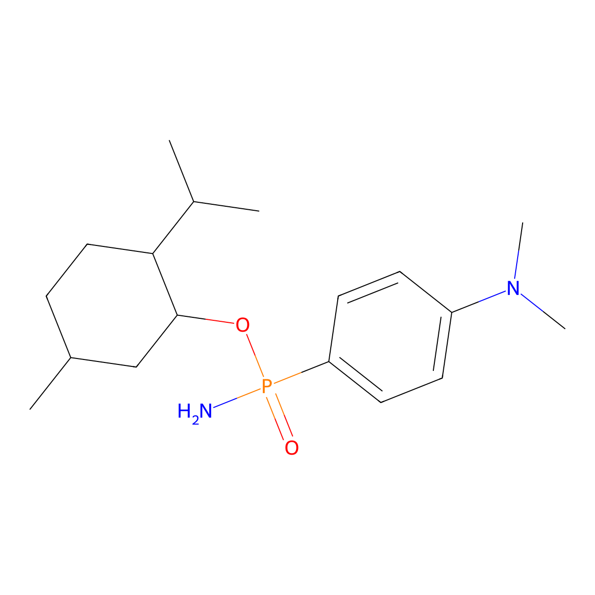 4-[amino-(5-methyl-2-propan-2-ylcyclohexyl)oxyphosphoryl]-N,N-dimethylaniline molecular structure, CAS 397282-80-3