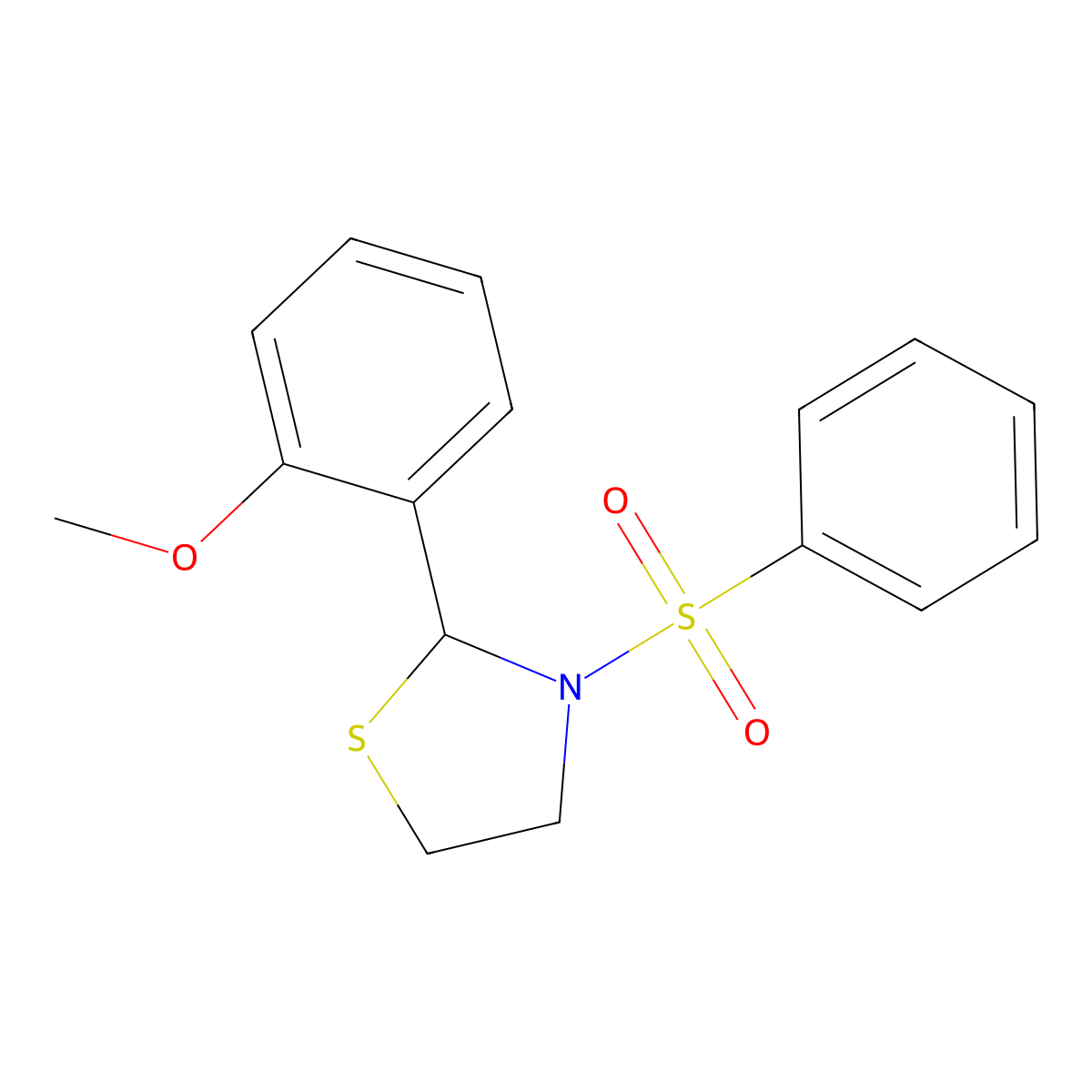 3-(Benzenesulfonyl)-2-(2-methoxyphenyl)-1,3-thiazolidine molecular structure, CAS 397283-53-3