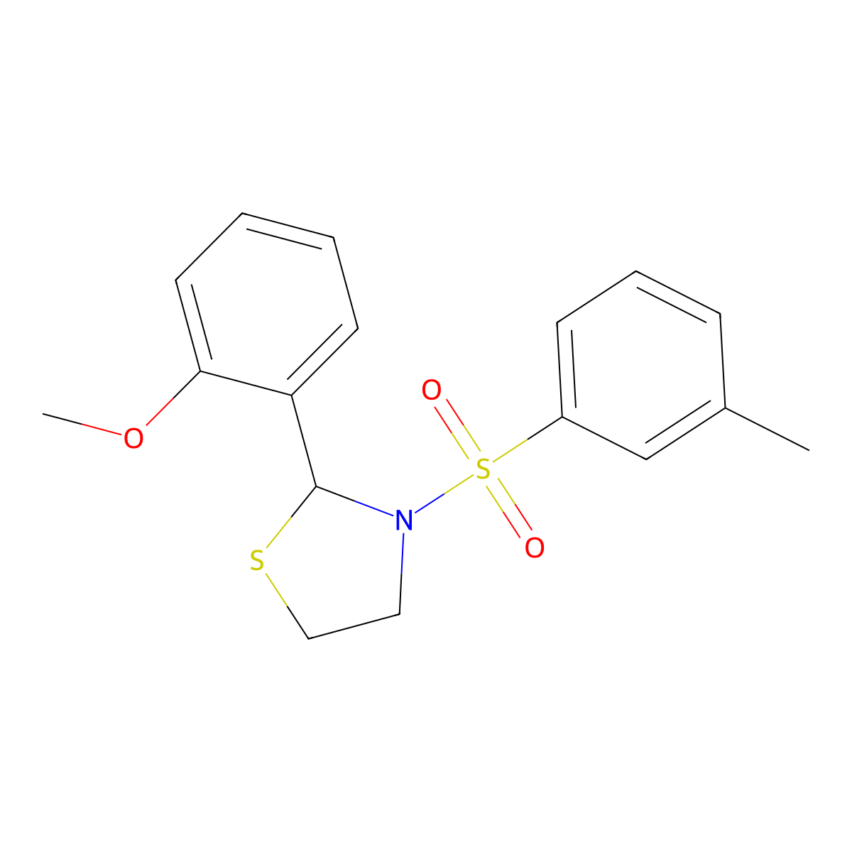2-(2-Methoxyphenyl)-3-(m-tolylsulfonyl)thiazolidine molecular structure, CAS 397283-55-5