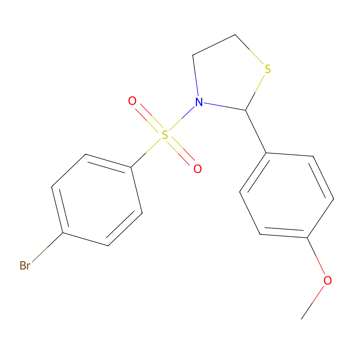3-((4-Bromophenyl)sulfonyl)-2-(4-methoxyphenyl)thiazolidine molecular structure, CAS 397283-64-6