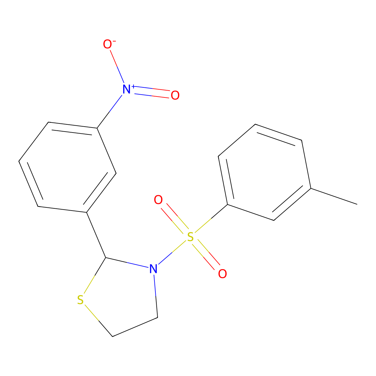 2-(3-Nitrophenyl)-3-(m-tolylsulfonyl)thiazolidine molecular structure, CAS 397283-68-0