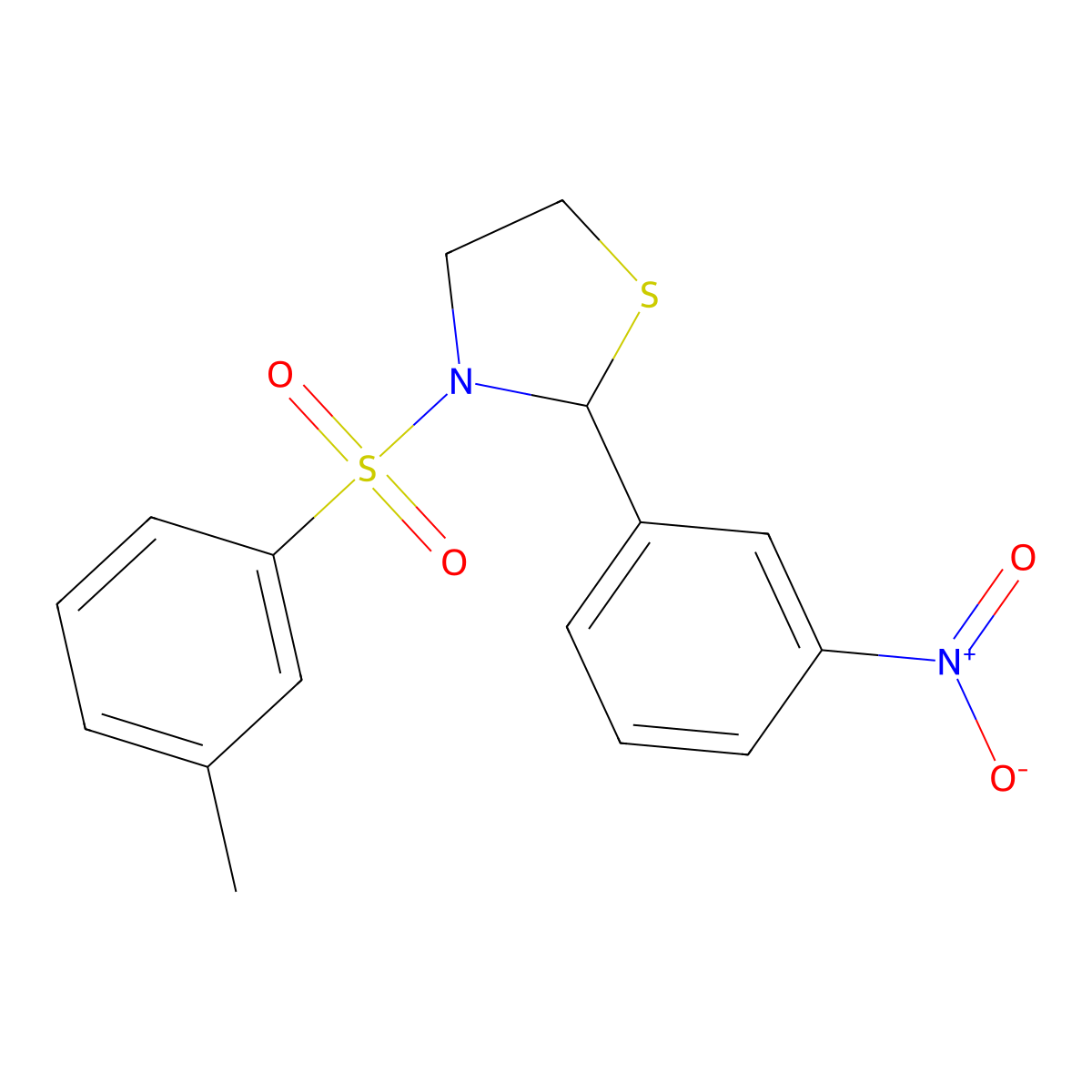 2-(3-Nitrophenyl)-3-(m-tolylsulfonyl)thiazolidine molecular structure, CAS 397283-68-0